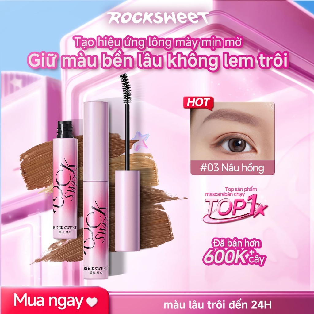 ROCKSWEET RS Mascara Lông Mày – Nhung Mỏng Và Bền, Có Lông Mày Hoang Dã, Lông Mà