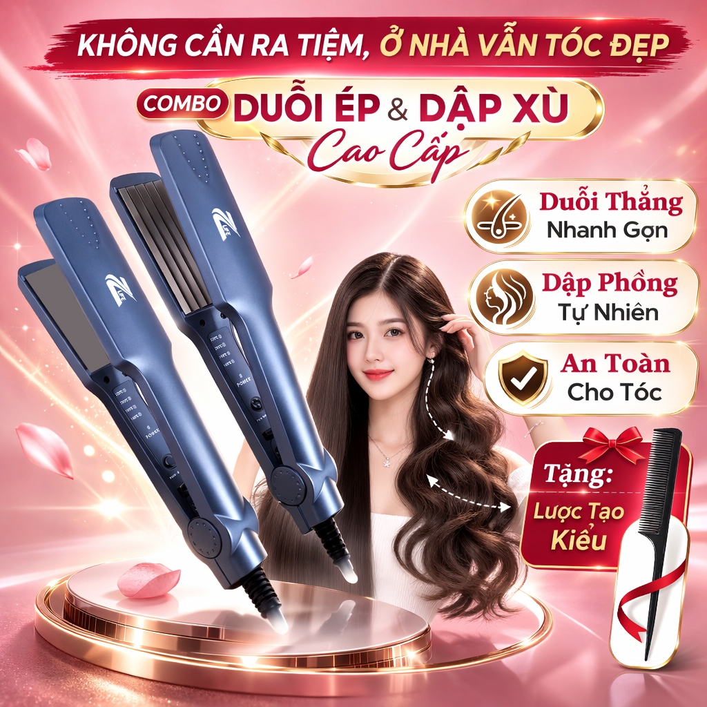 Máy Dập Phồng Chân Tóc, Chức Năng Dập Xù, Bấm Xù, Bấm Mè Tạo Kiểu Tóc Làm Phồng 