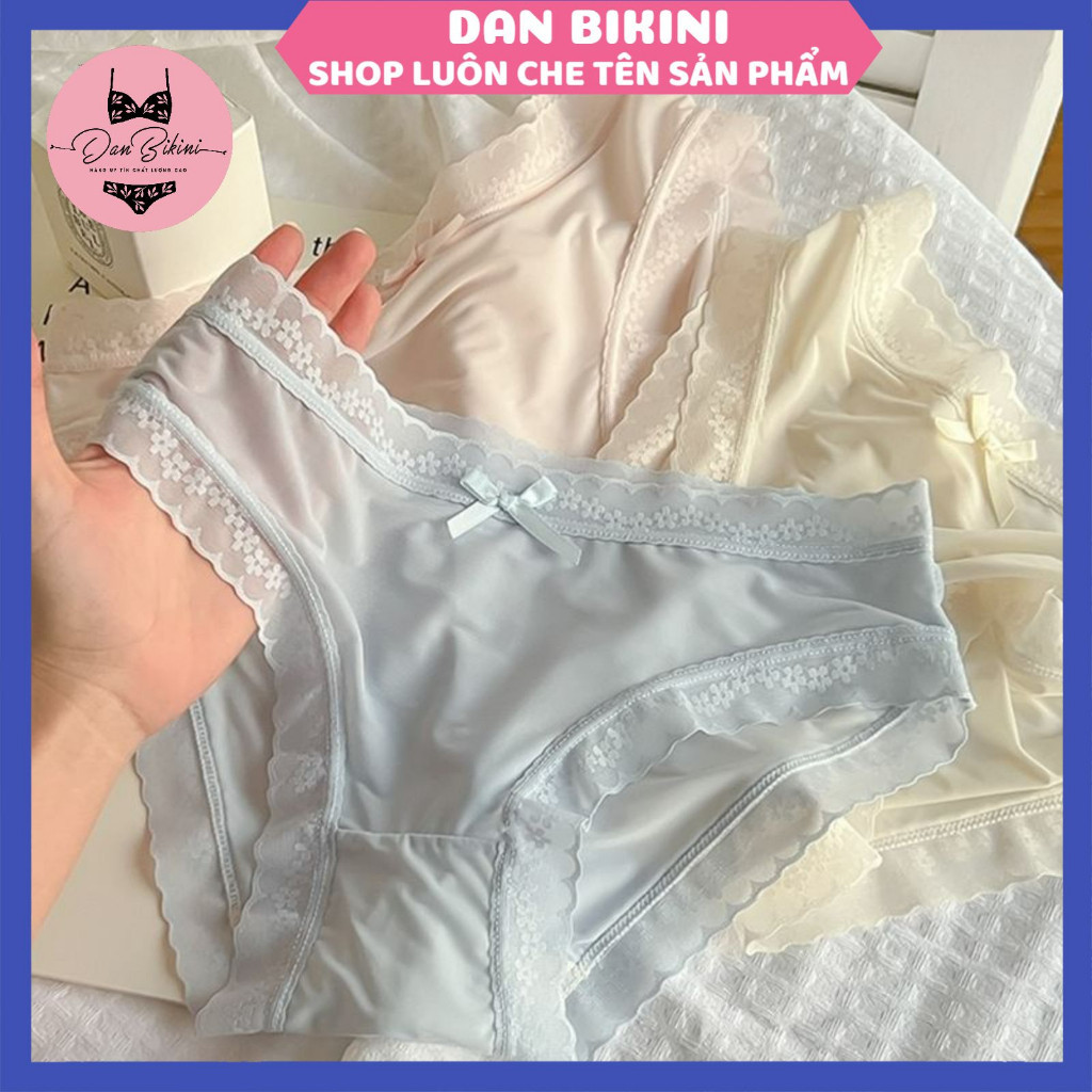 Quần Lót Nữ Su Lụa Siêu Mỏng Không lộ viền co giãn phối ren hoa thoáng mát gợi c