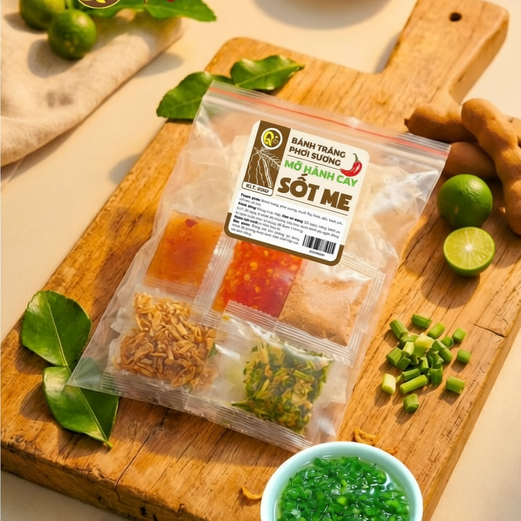 Bánh tráng Phơi Sương Dẻo Sate-Hành Phi-Hành Lá Muối Nhuyễn Siêu cay - Bánh Trán