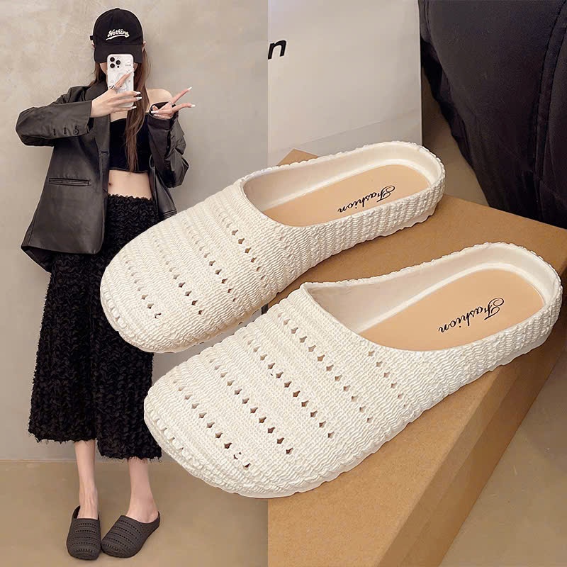 Dép sục nữ đế bệt thiết kế phong cách vintage, chất liệu cao su non êm mềm thoán