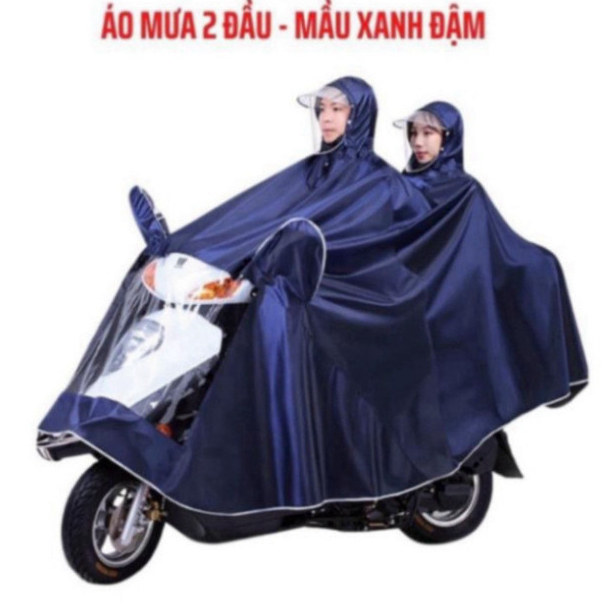 Áo Mưa Phản Quang Đi Xe Máy 1 Người Và 2 Người Che Phủ Toàn Thân, Kèm Kính Chắn 